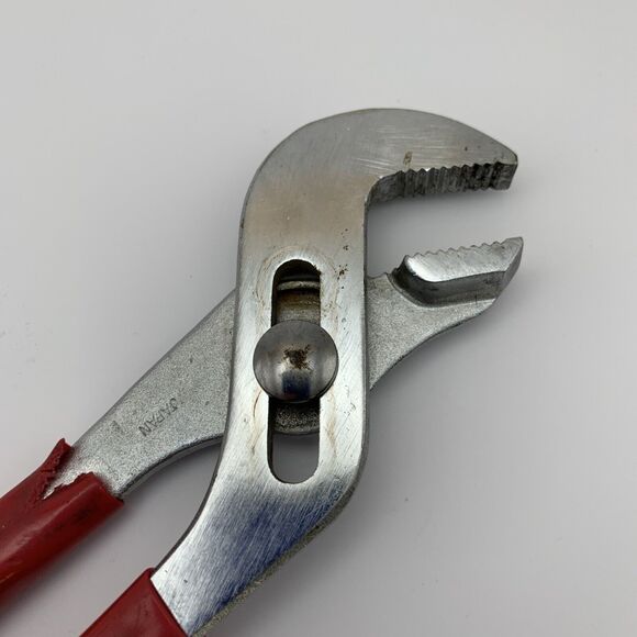Vintage Stanley Groove Joint Pliers 84-139 Silver Red Channel Lock 10 Inch Japan - Picture 6 of 8